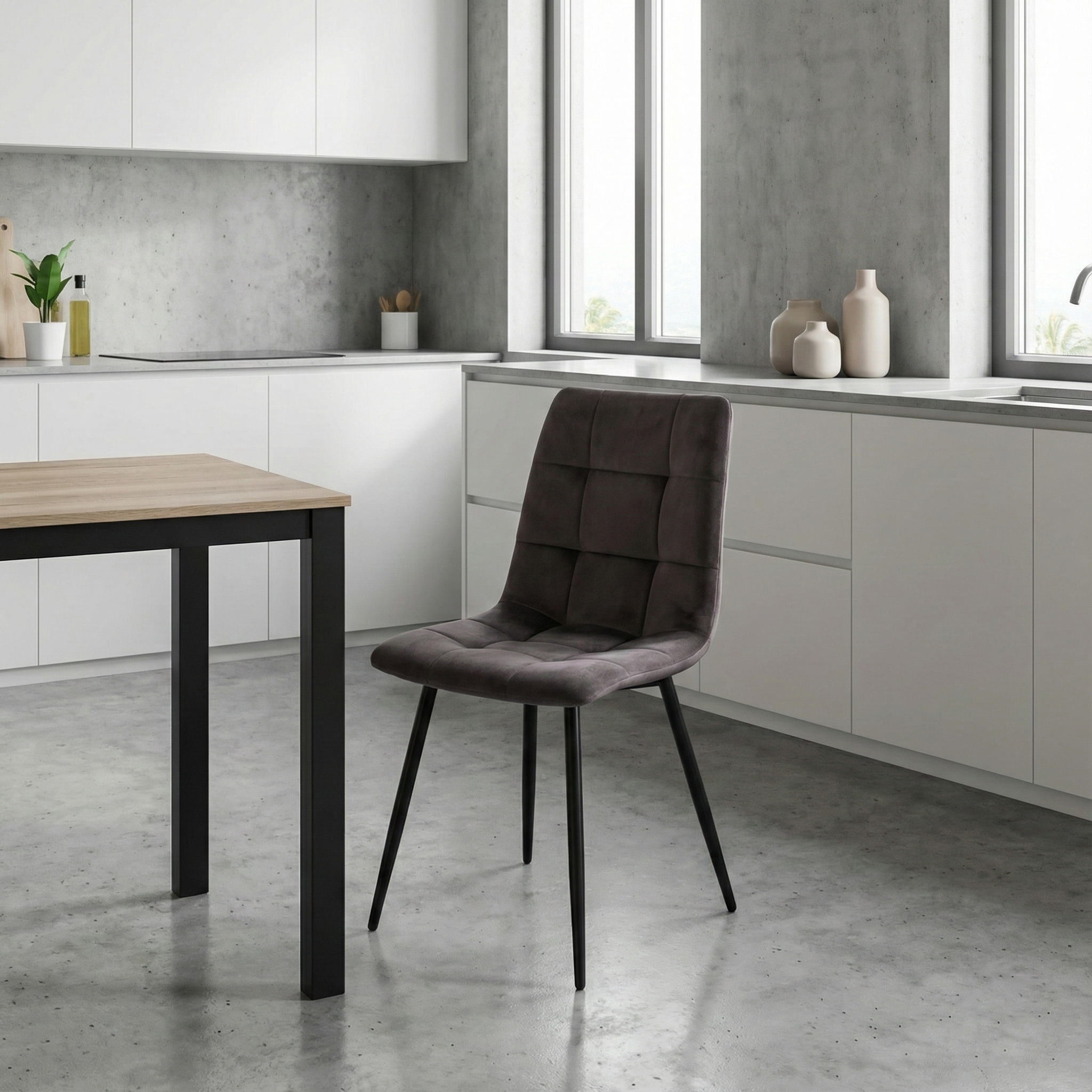 Стул _Чили_ каркас Муар черный, велюр коричневый (Sonata 23), СРП-052 2