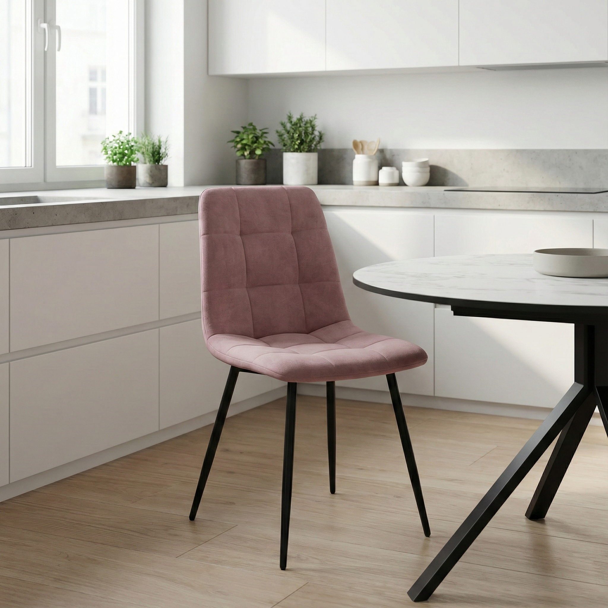 Стул _Чили_ каркас Муар черный, велюр розовый (Sonata 24), СРП-052