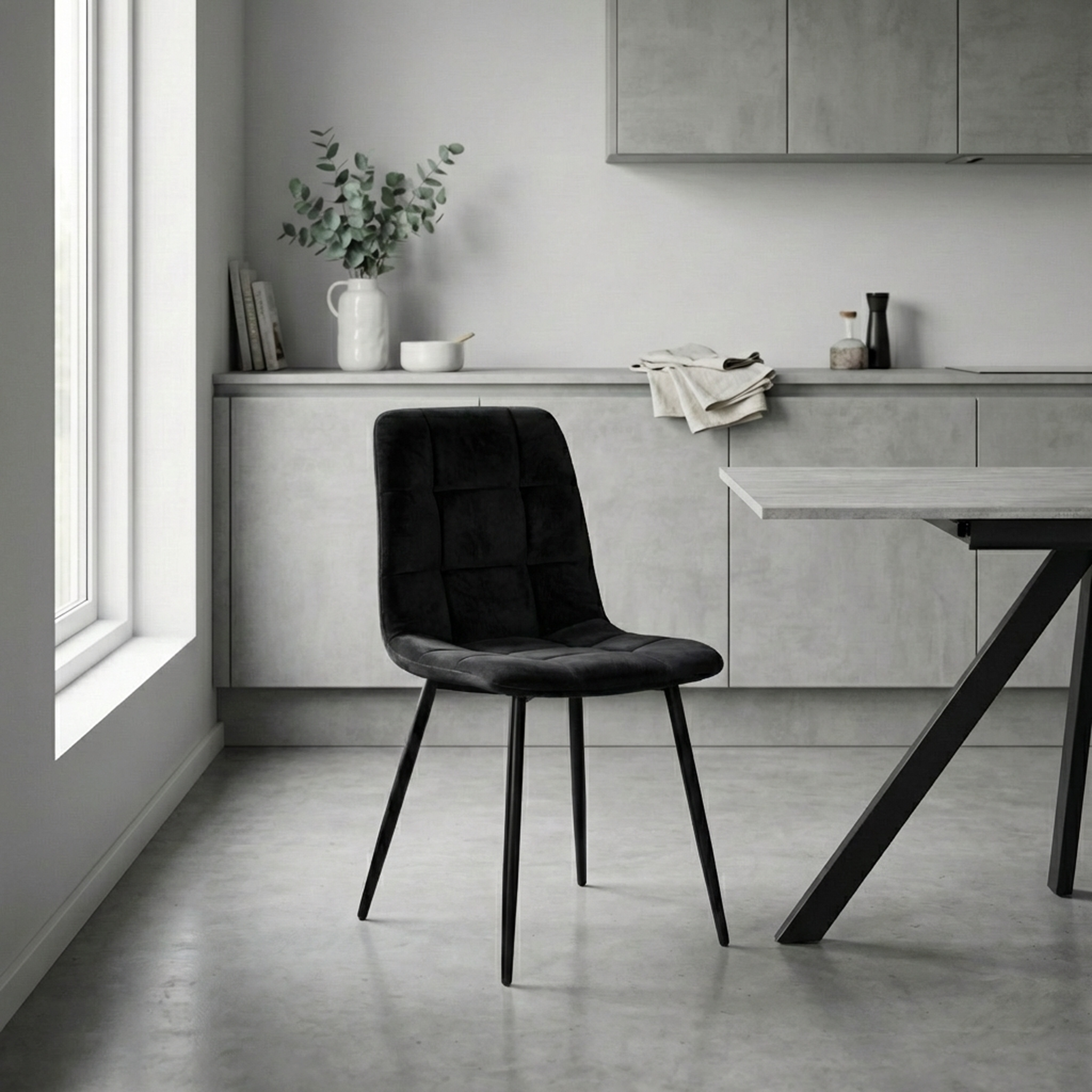 Стул _Чили_ каркас Муар черный, велюр антрацит (Sonata 35), СРП-052 (2.2)