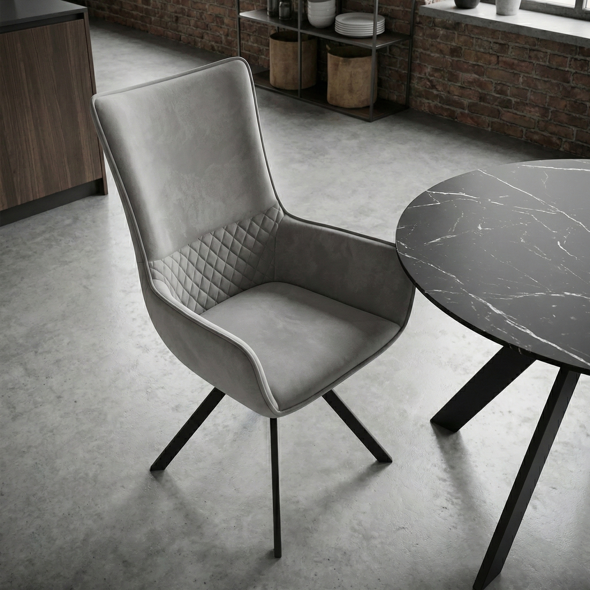 Стул DikLine 289 поворотный E28 светло-серый, ножки черные 2