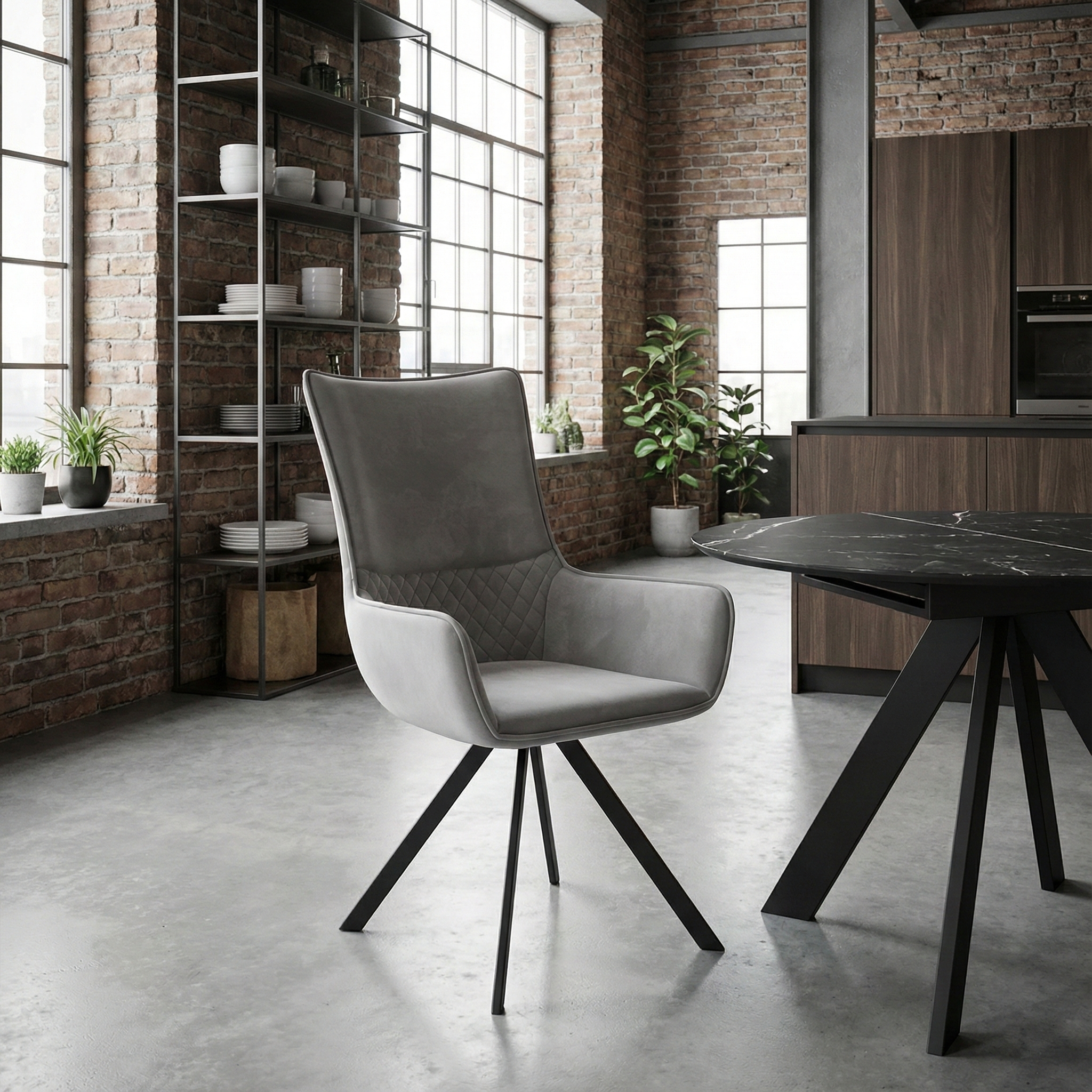 Стул DikLine 289 поворотный E28 светло-серый, ножки черные