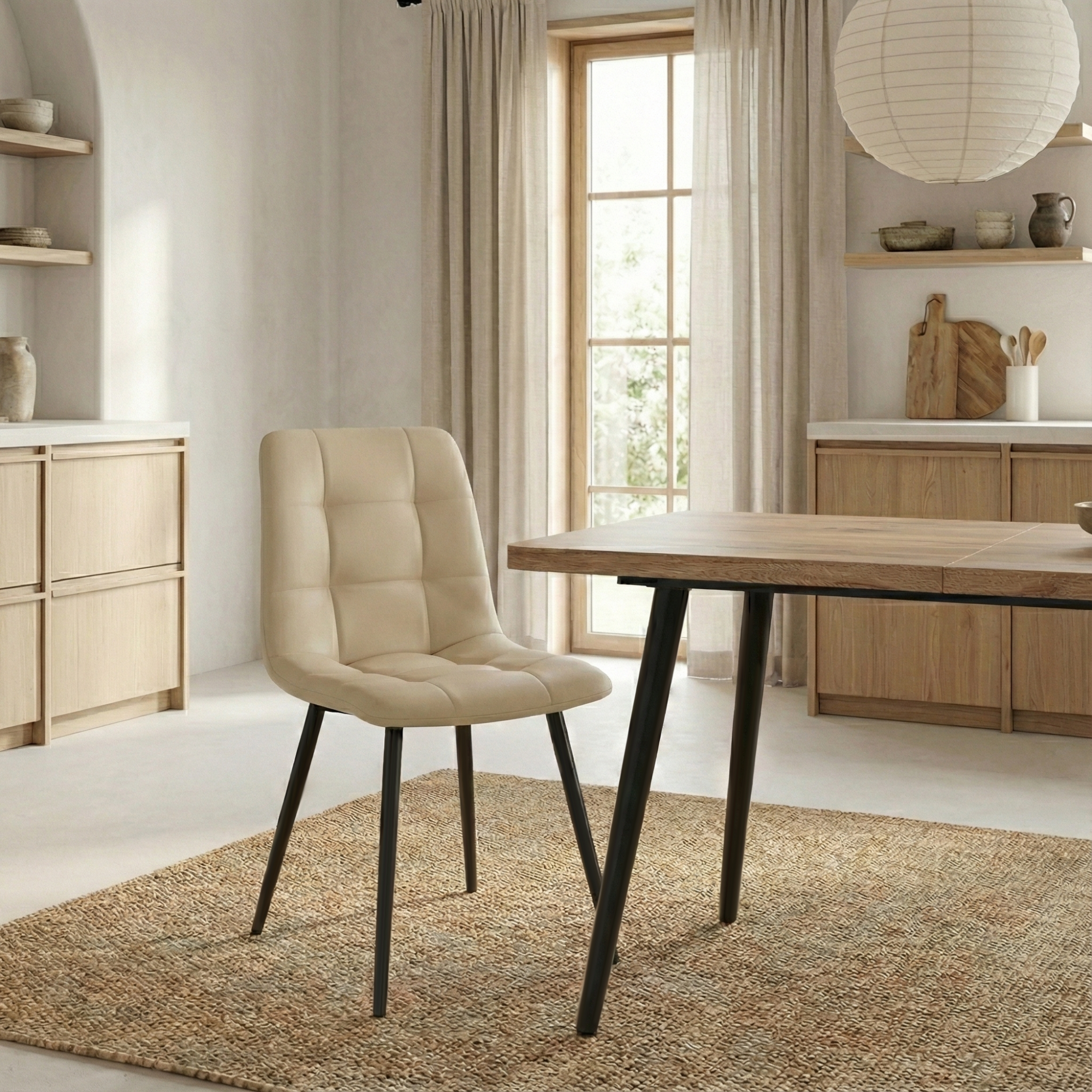 Стул _Чили_ каркас Муар черный, велюр бежевый (Sonata 06), СРП-052 (2)