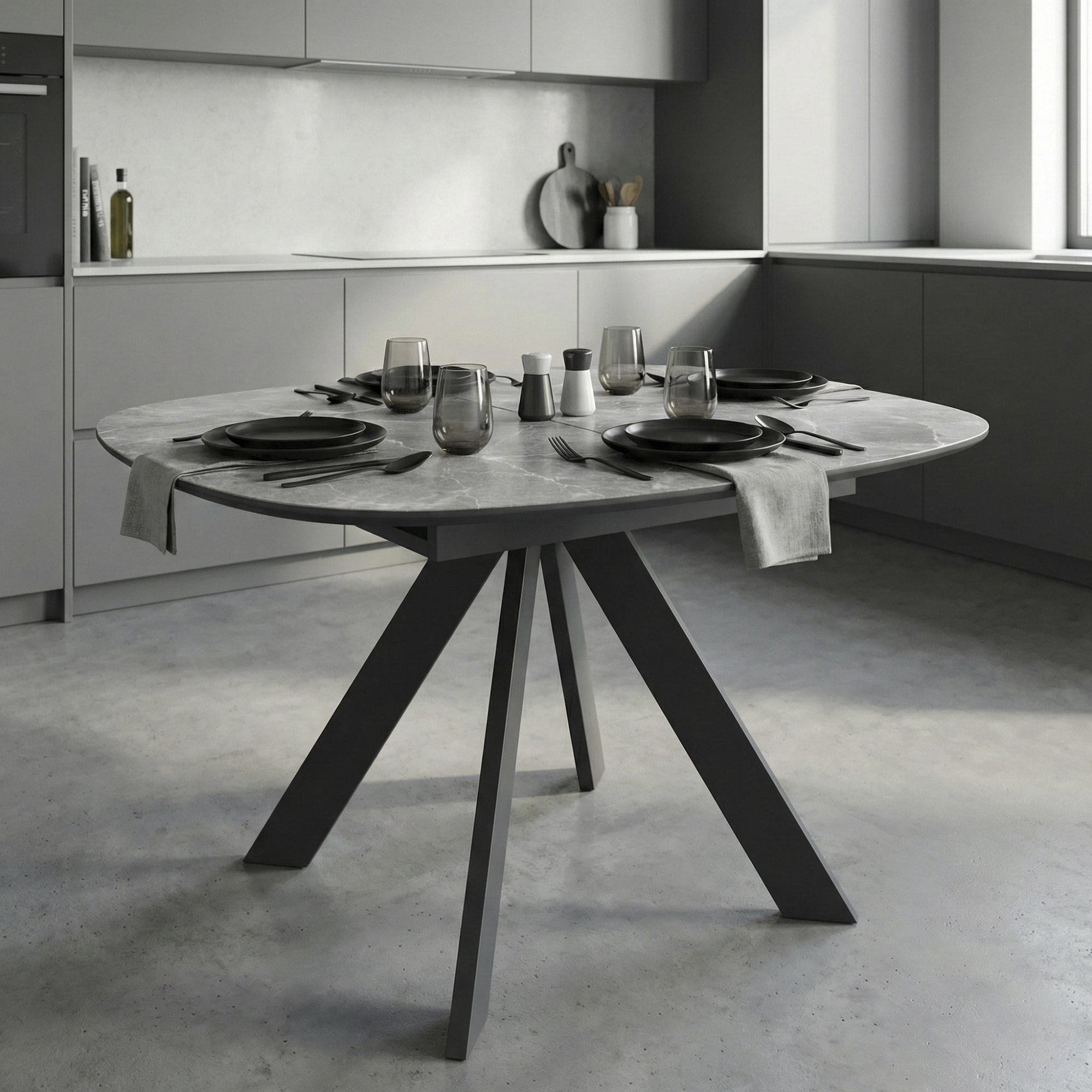_0005_35. Стол DikLine BK100 Керамика Серый мрамор_подстолье черное_опоры черные