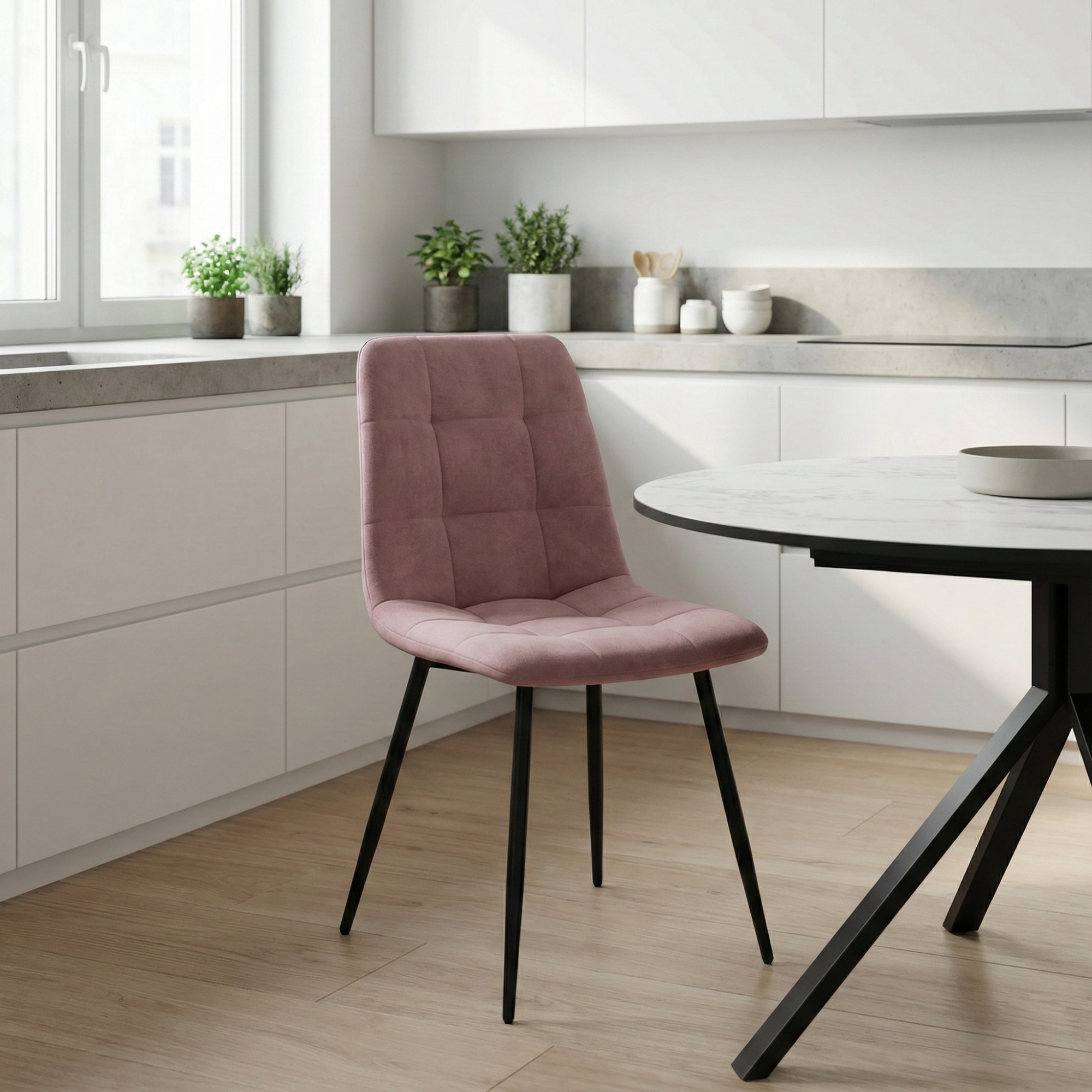 Стул _Чили_ каркас Муар черный, велюр розовый (Sonata 24), СРП-052
