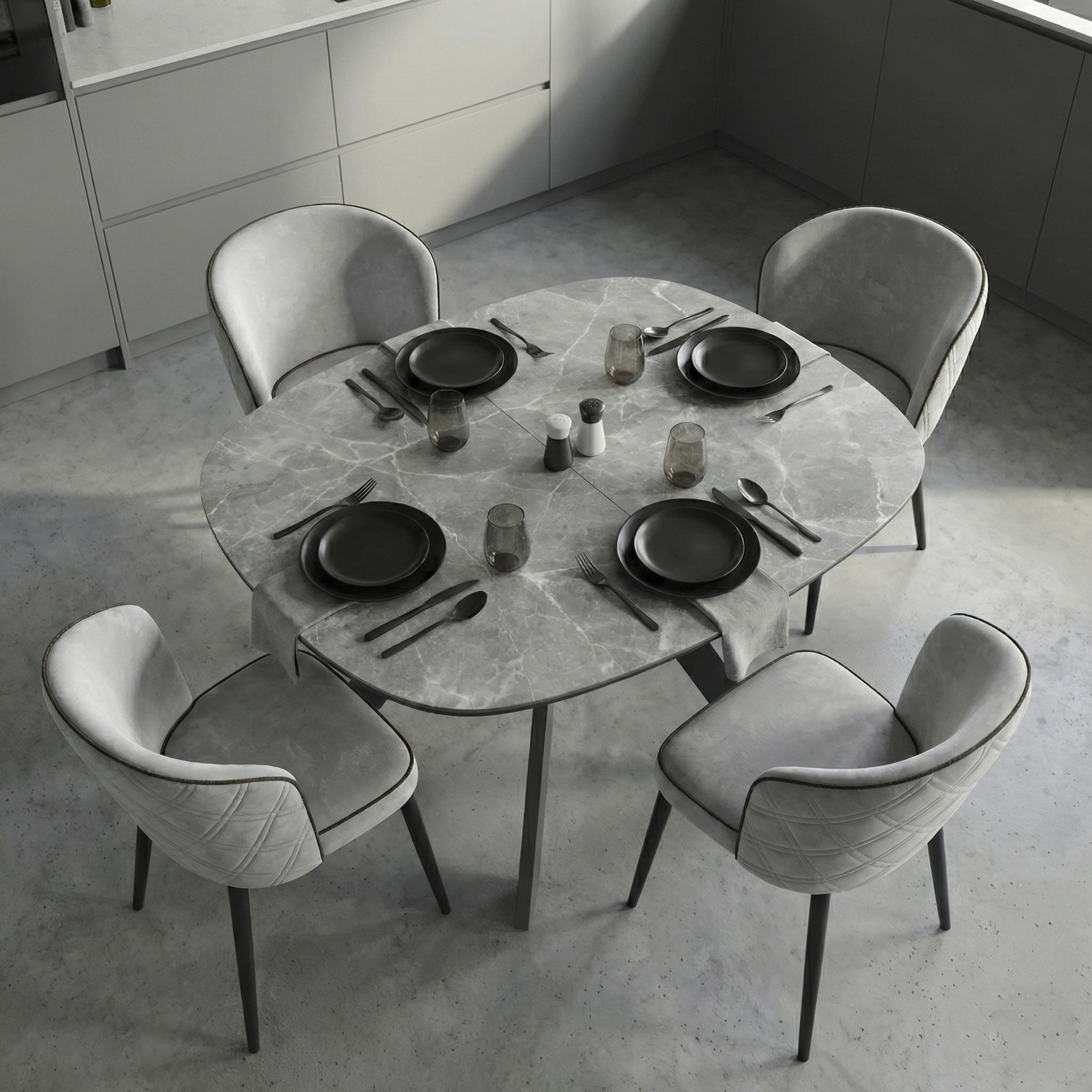 _0004_35. Стол DikLine BK100 Керамика Серый мрамор_подстолье черное_опоры черные (2)