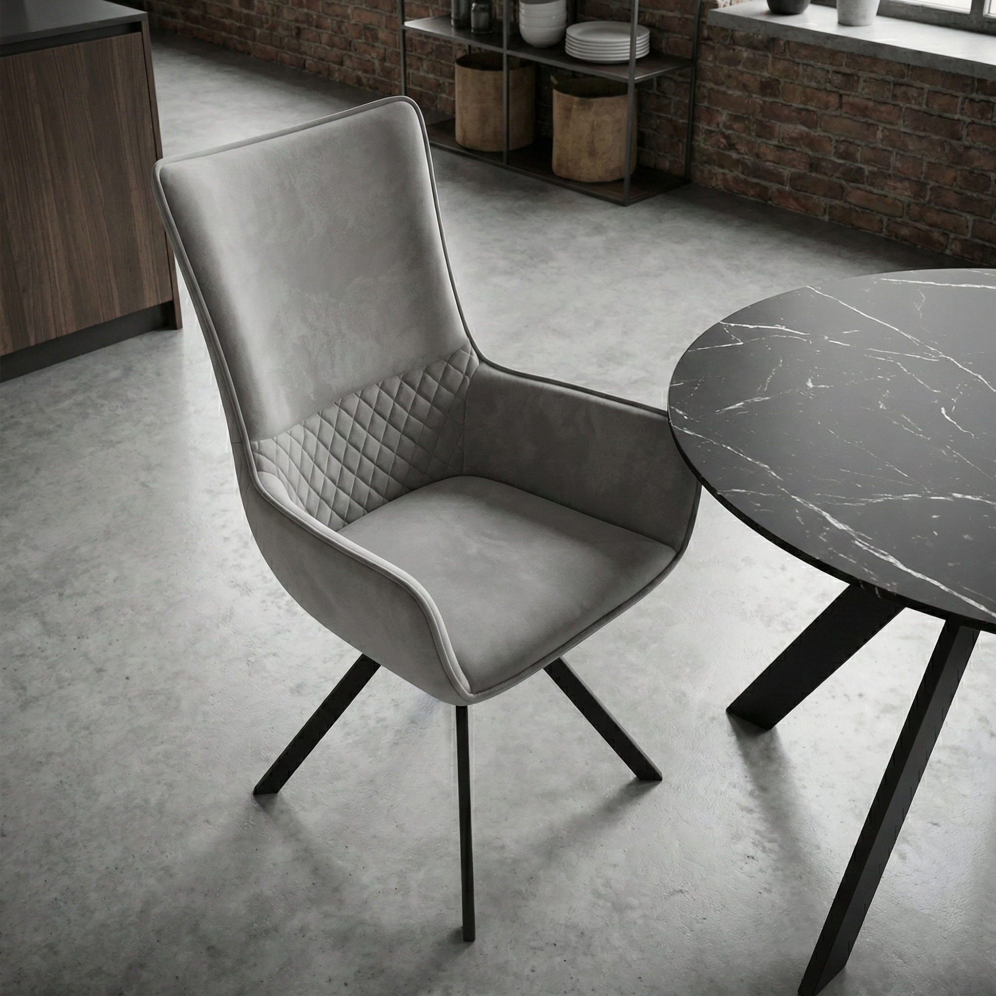 Стул DikLine 289 поворотный E28 светло-серый, ножки черные 2