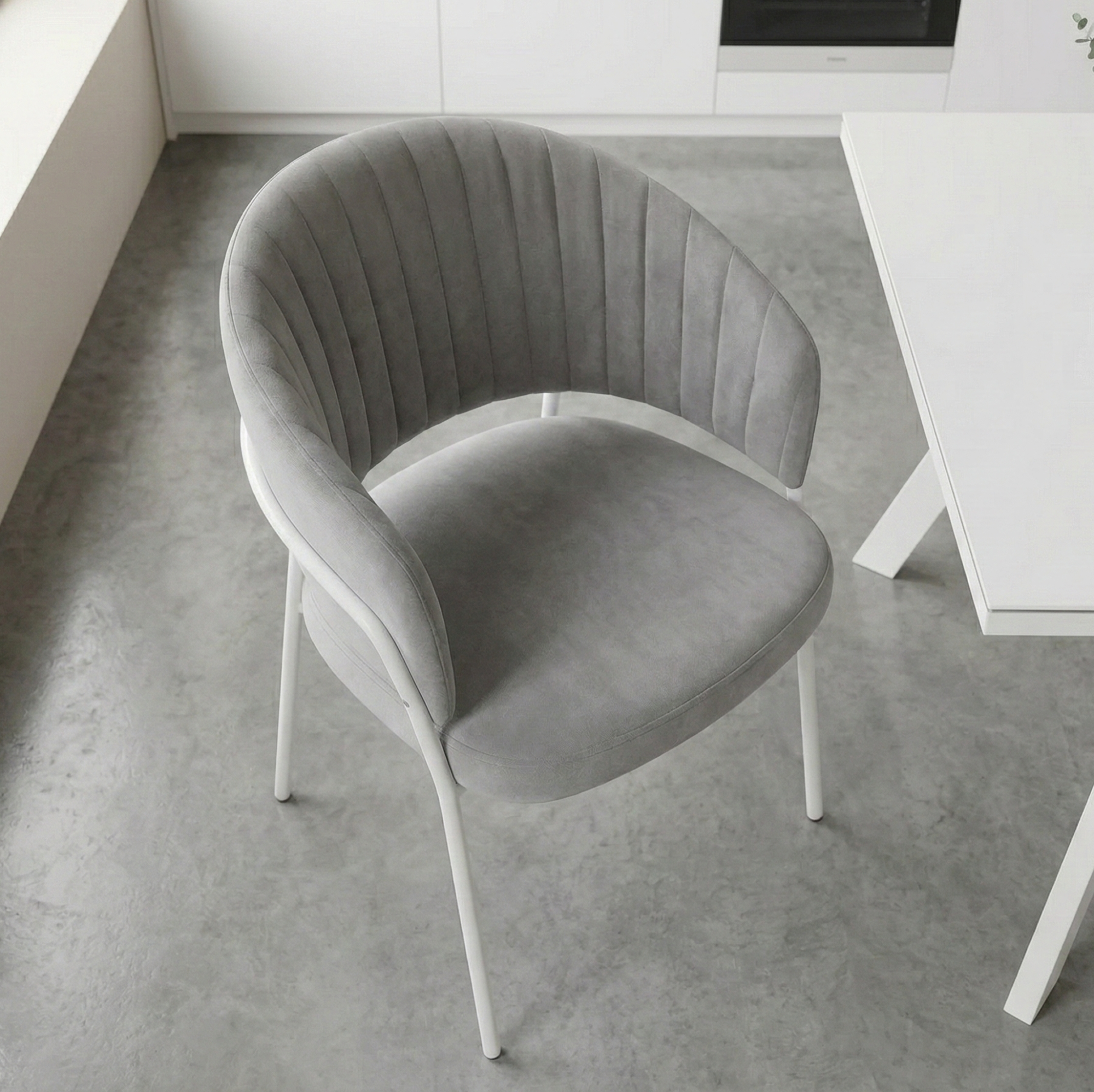 Стул JUST (Серый VELUTTO №52Белый металл)