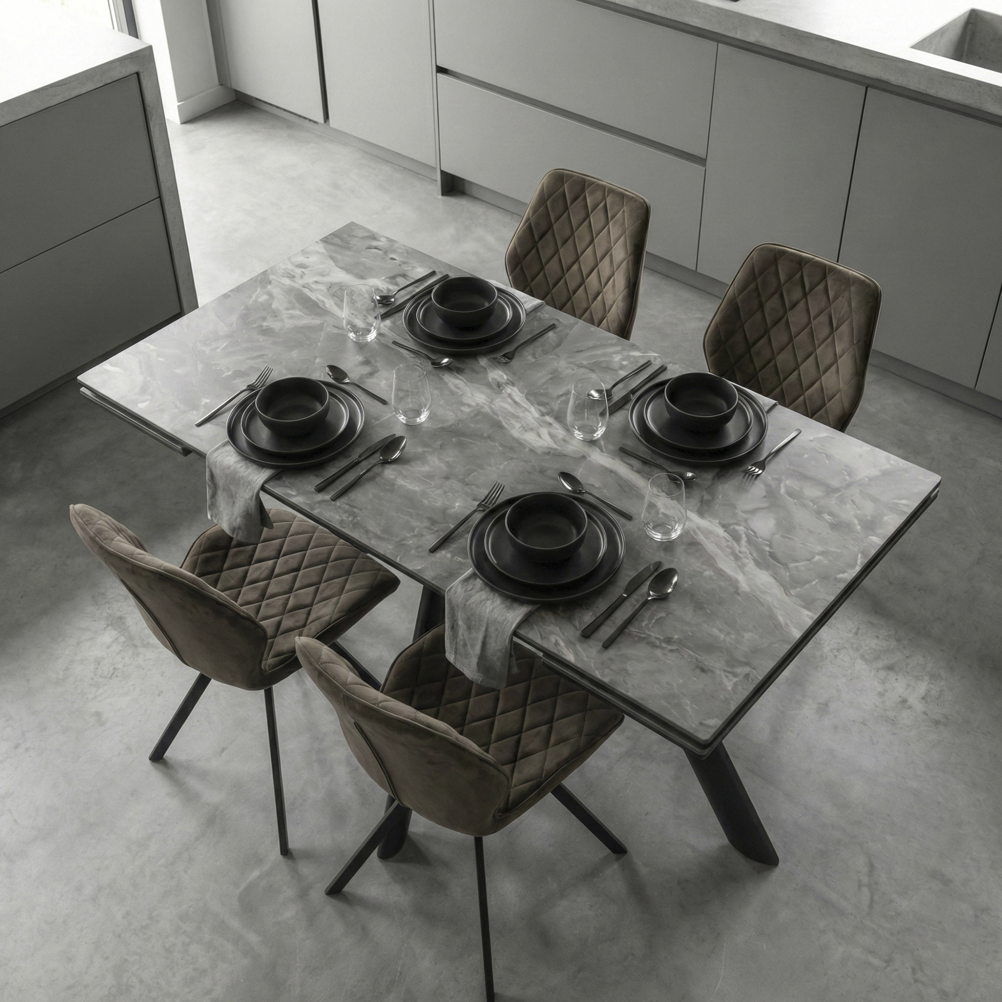 _0028_23. Стол JACK-140, раздвижной 140(30+30)х85, STONE GREY ST CER_ЧЕРНЫЙ, (1 упак.) (2)