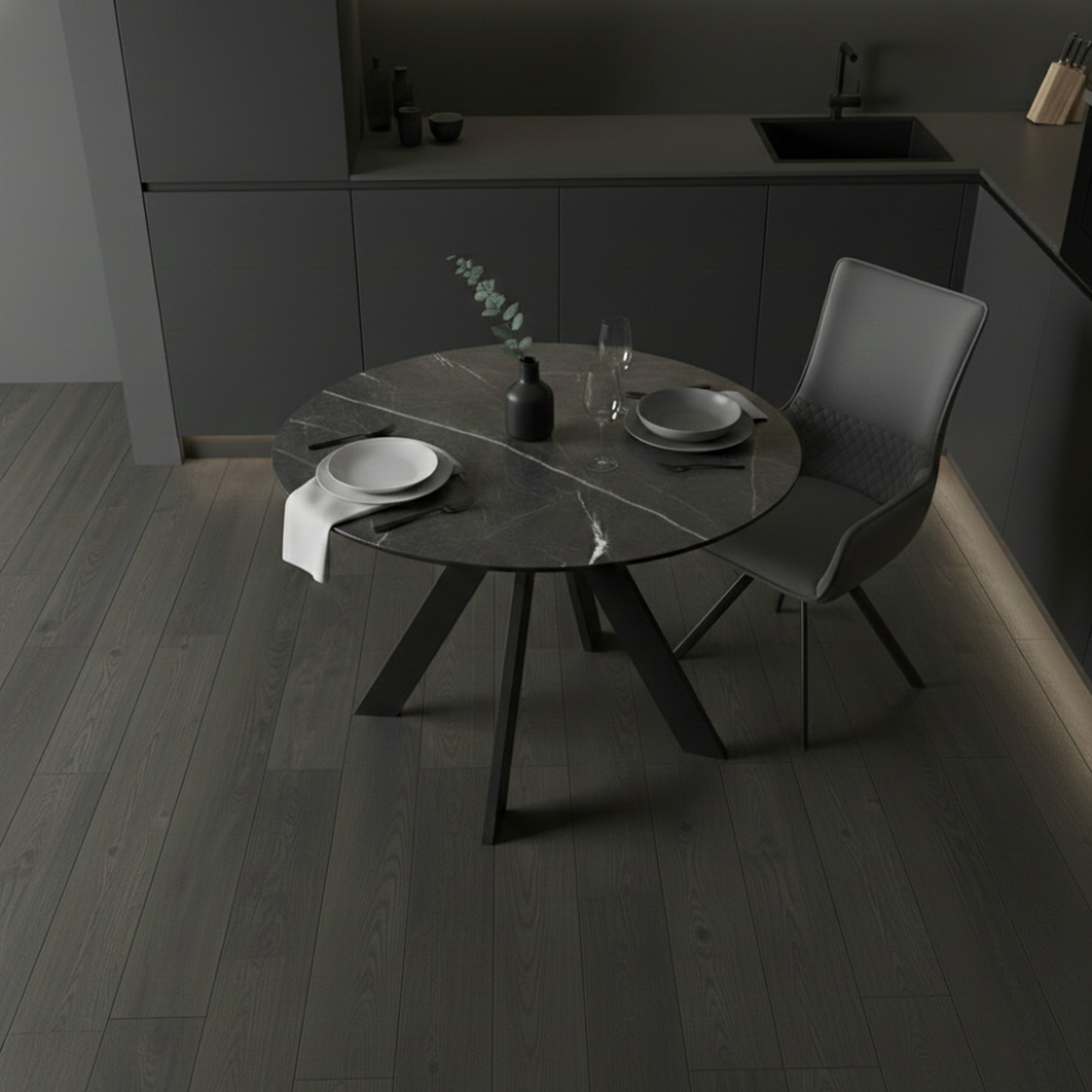 _0001_37. Стол DikLine SKC110 d1100 Керамика Серый мрамор_подстолье черное_опоры черные