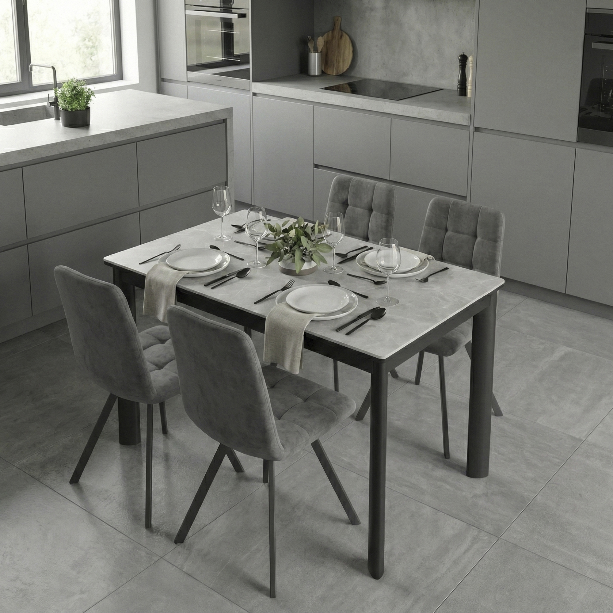 _0014_30. Стол MARK RADIAL-90, раздвижной 90(130)х64, CARMEN LIGHT ST CER_ЧЕРНЫЙ, (1 упак.) (2)