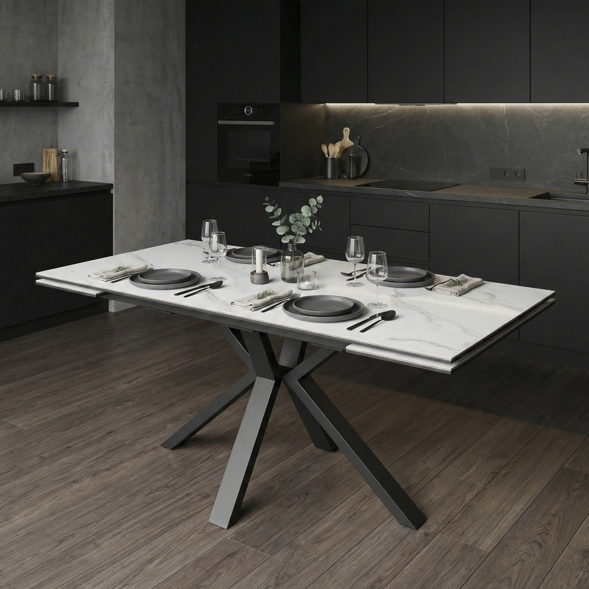 _0021_27. Стол AXEL 110 (110(25+25) х 70 х 76 cm) Bianco Grigio Ceramic NS