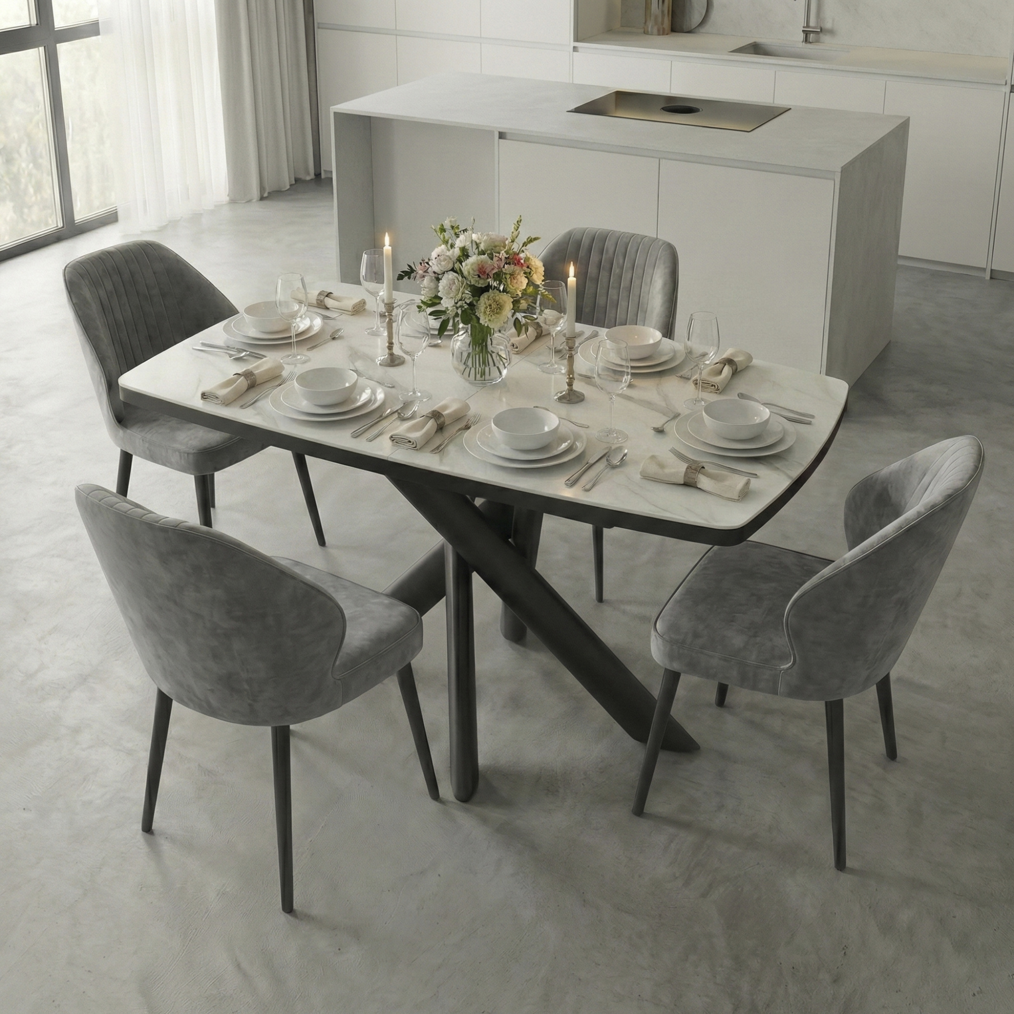 _0066_4. Стол LEONEL раздвижной 110(145)х80, CALAKATTA ST CER_ЧЕРНЫЙ (2)