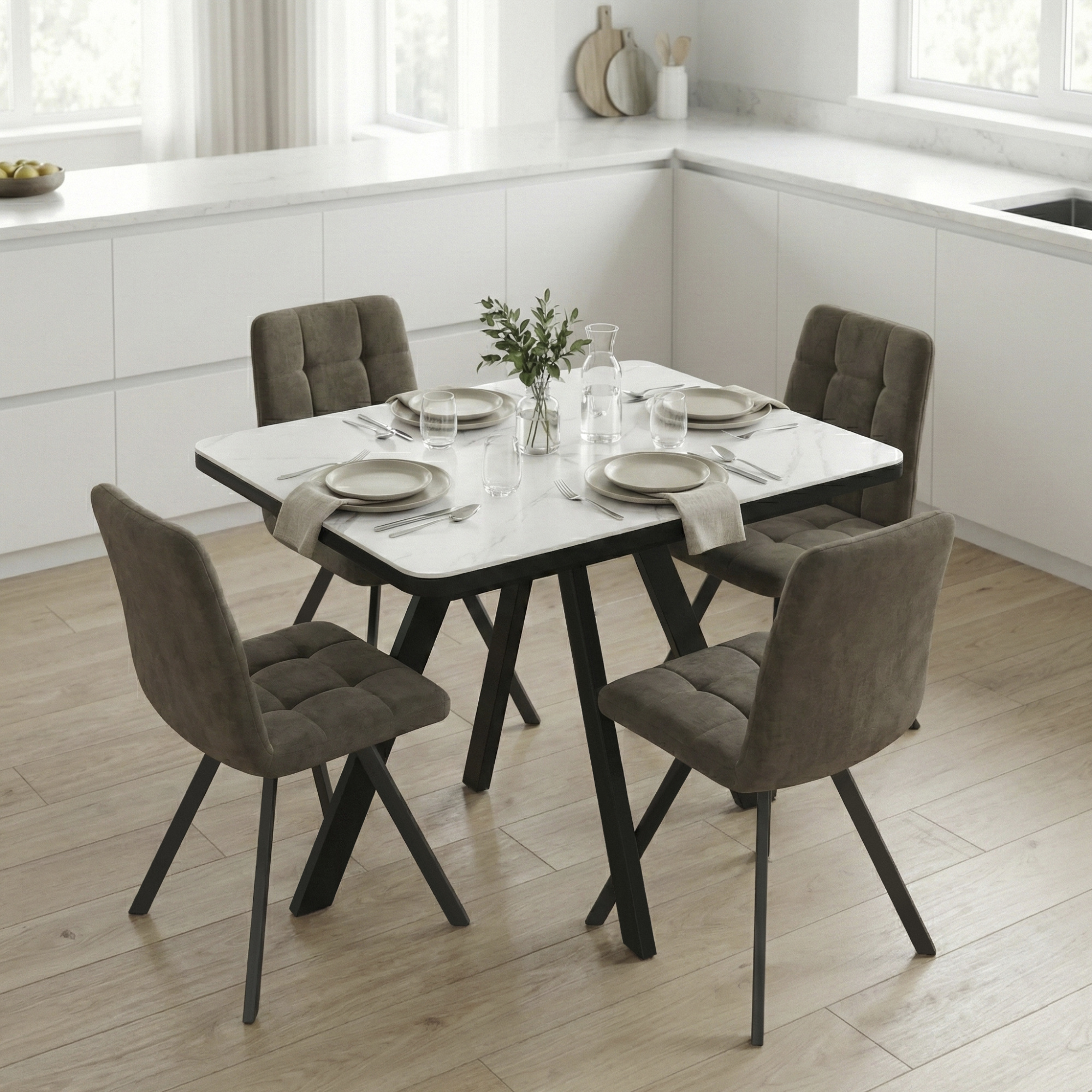 _0016_29. Стол TOMMY RADIAL-100, раздвижной 100(132)х70, CALAKATTA ST CER_ЧЕРНЫЙ, (1 упак.) (2)