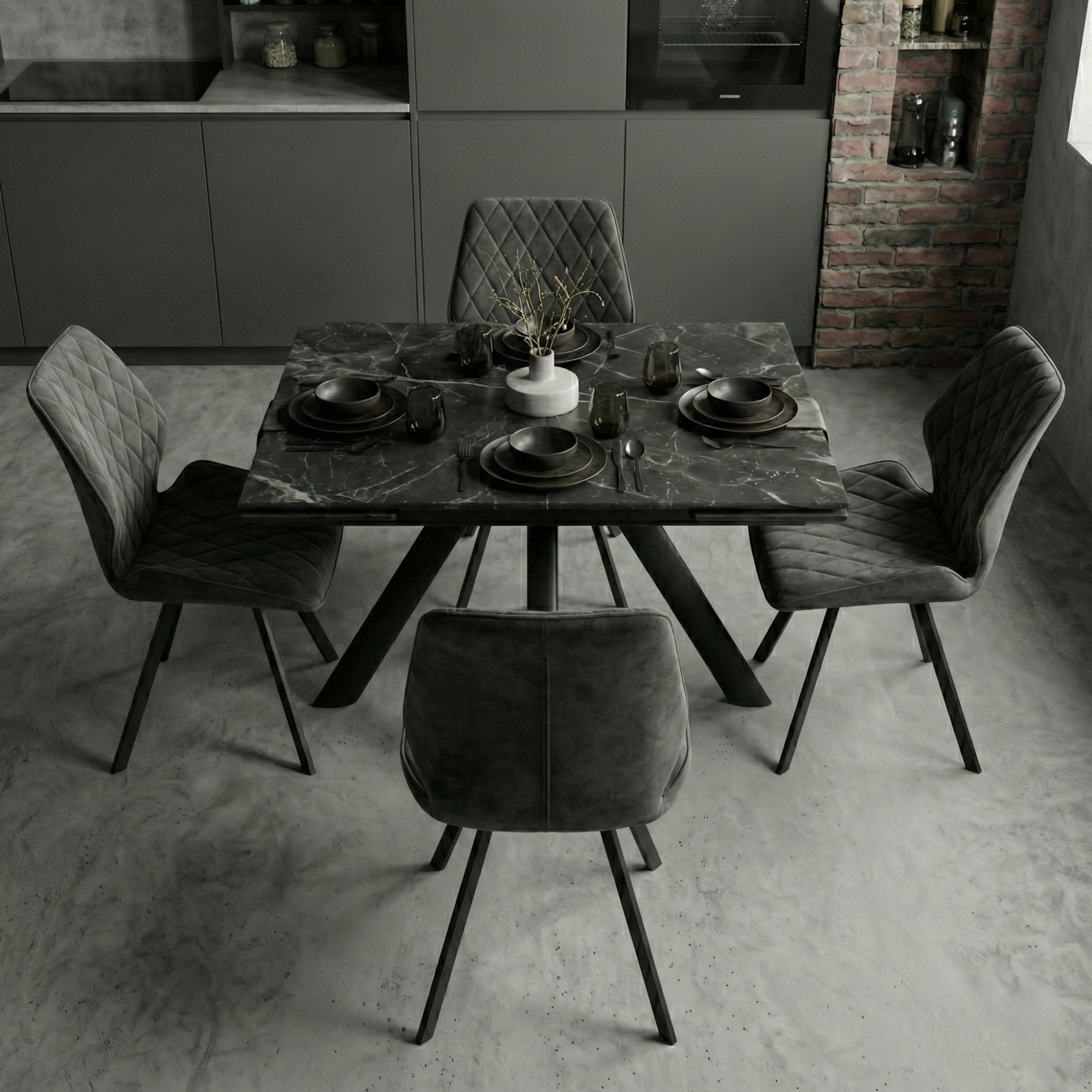 _0062_6. Стол JACK-140, раздвижной 140(30+30)х85, STONE BLACK ST CER_ЧЕРНЫЙ, (1 упак.) (2) (1)