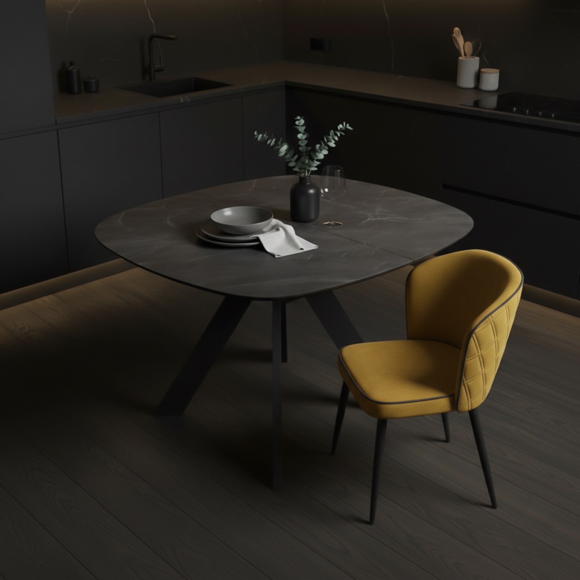 _0034_20. Стол DikLine BK100 Керамика Черный мрамор_подстолье черное_опоры черные (2)