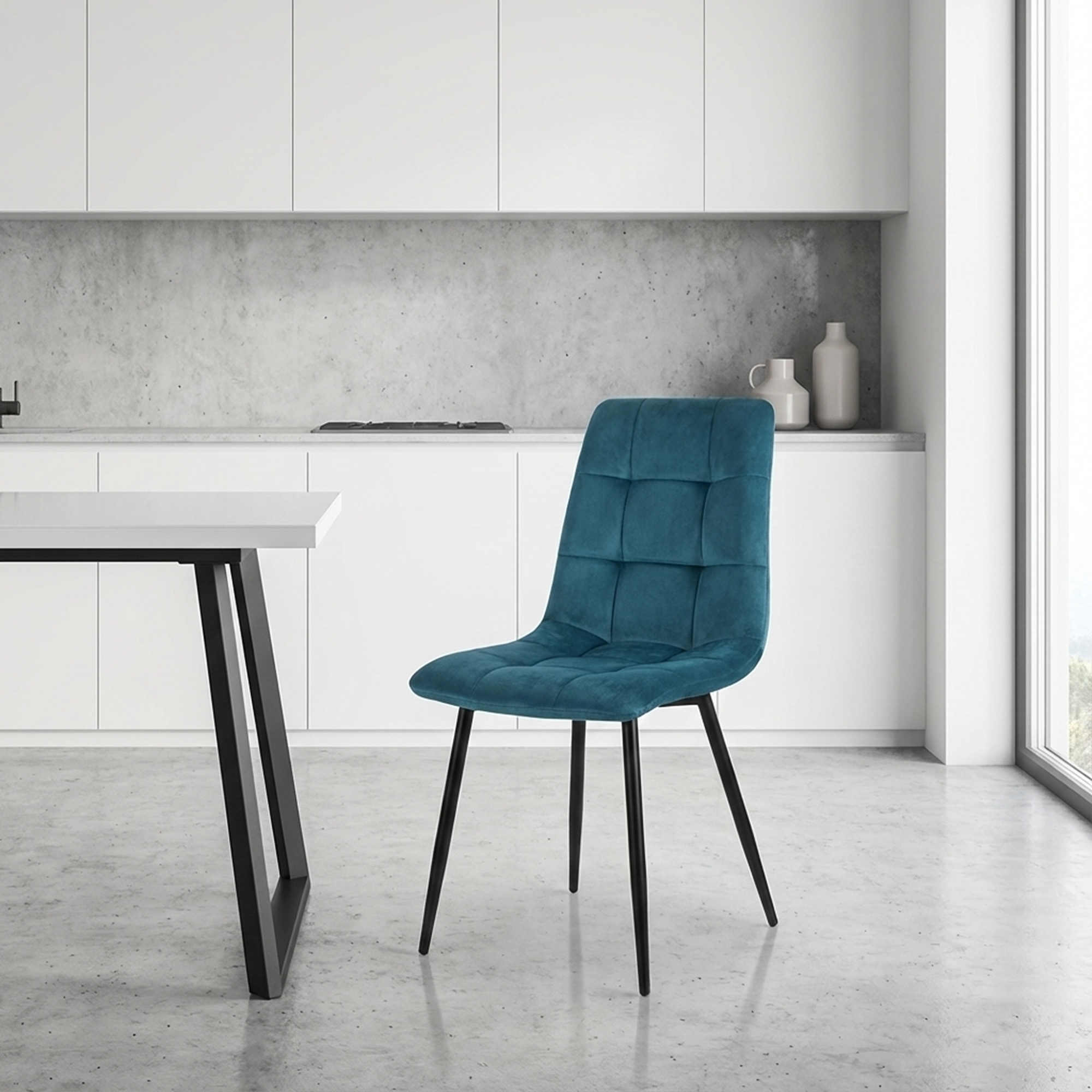 Стул _Чили_ каркас Муар черный, велюр голубой (Sonata 29), СРП-052