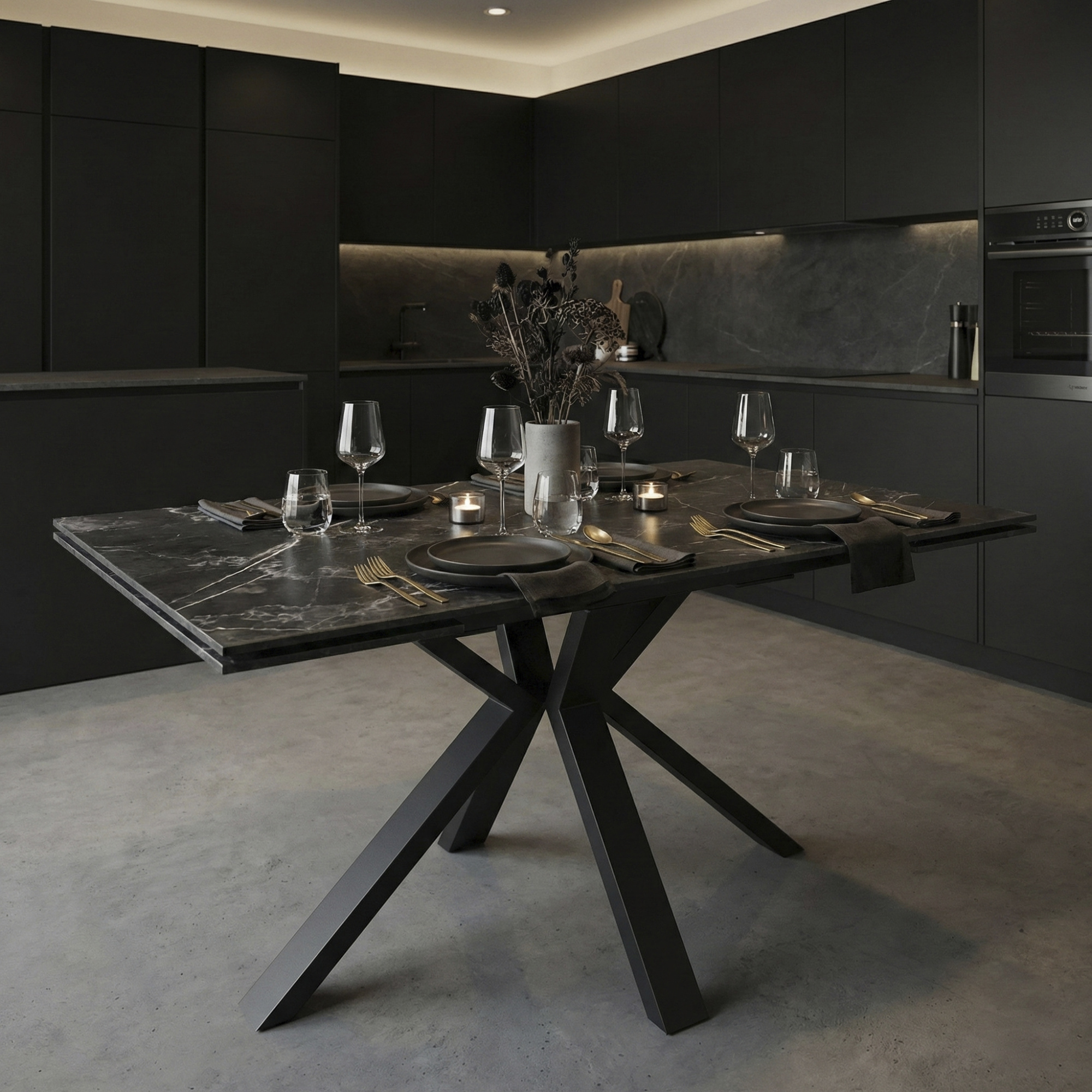 _0023_26. Стол AXEL 110 (110(25+25) х 70 х 76 cm) Nero Grigio Ceramic NS