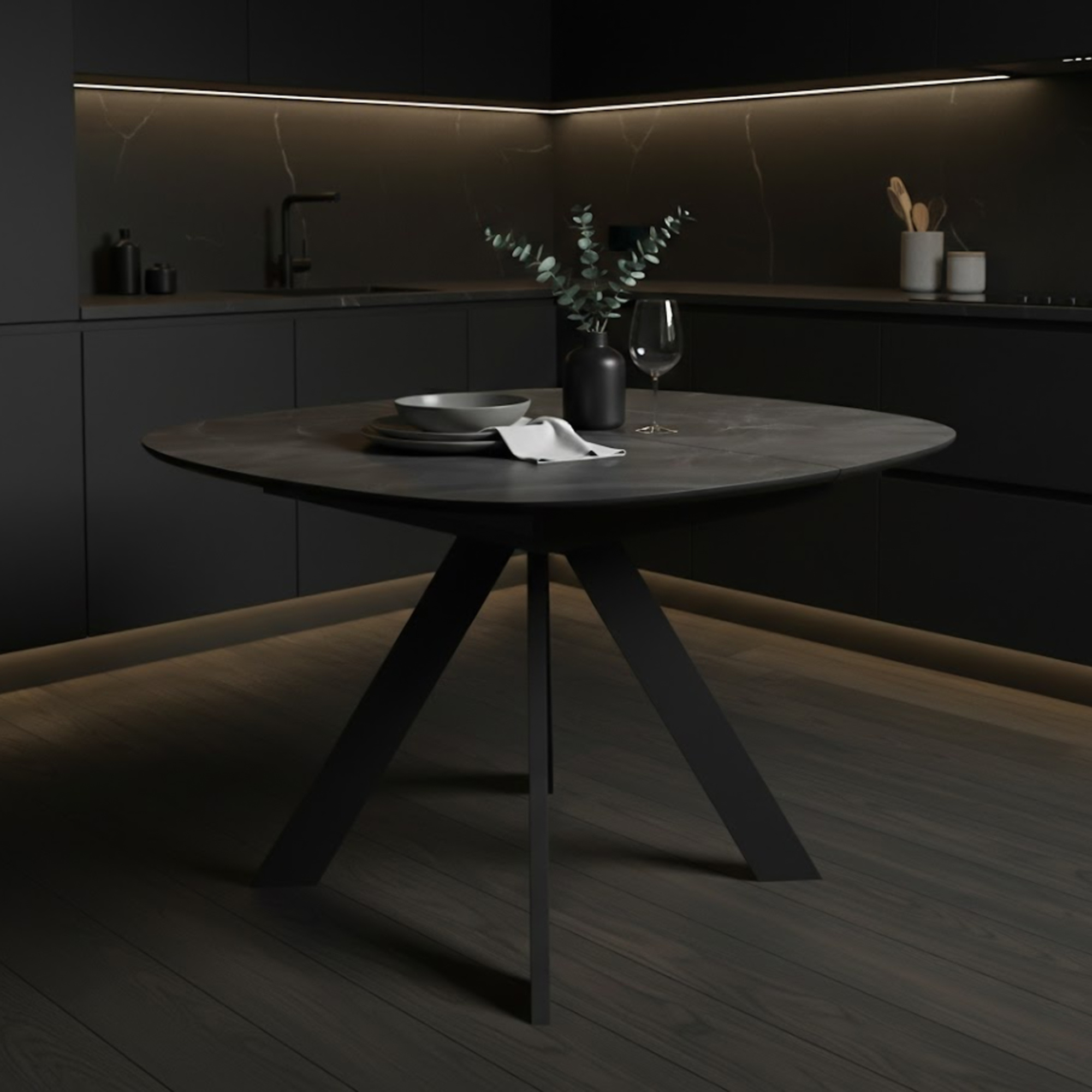 _0035_20. Стол DikLine BK100 Керамика Черный мрамор_подстолье черное_опоры черные