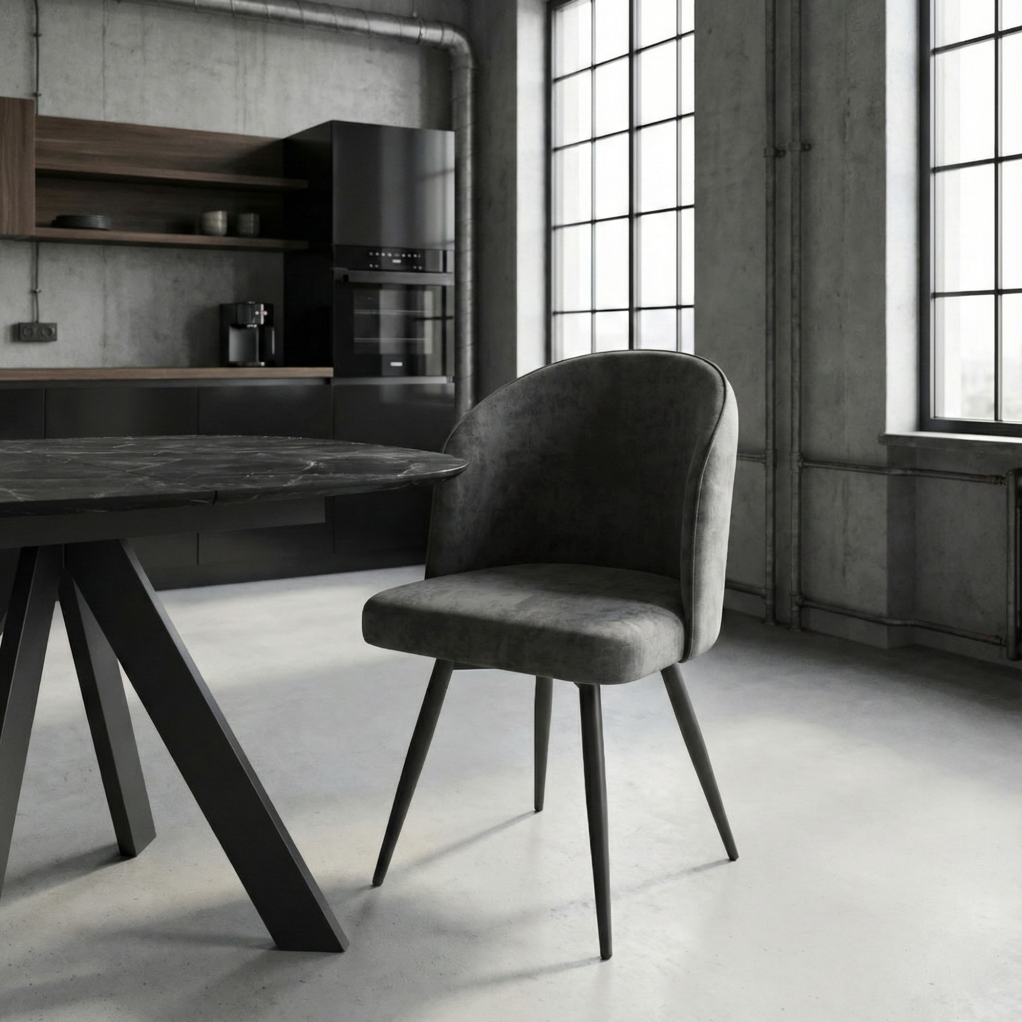 Стул TEDDY-R, ЧЕРНЫЙ ANTRACITE LUX b28