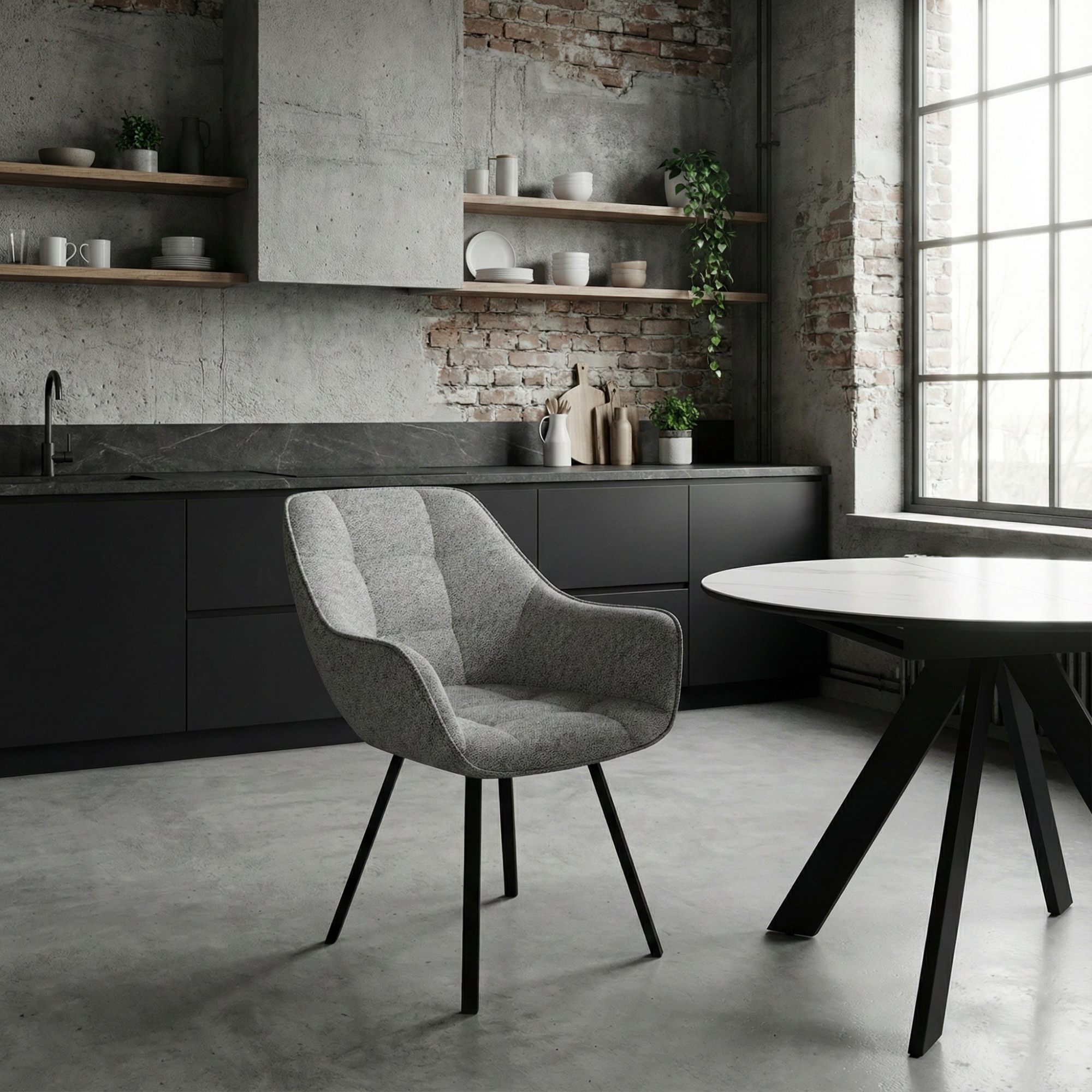 Стул DikLine 252 М поворотный, NS10 GREY, ножки черные