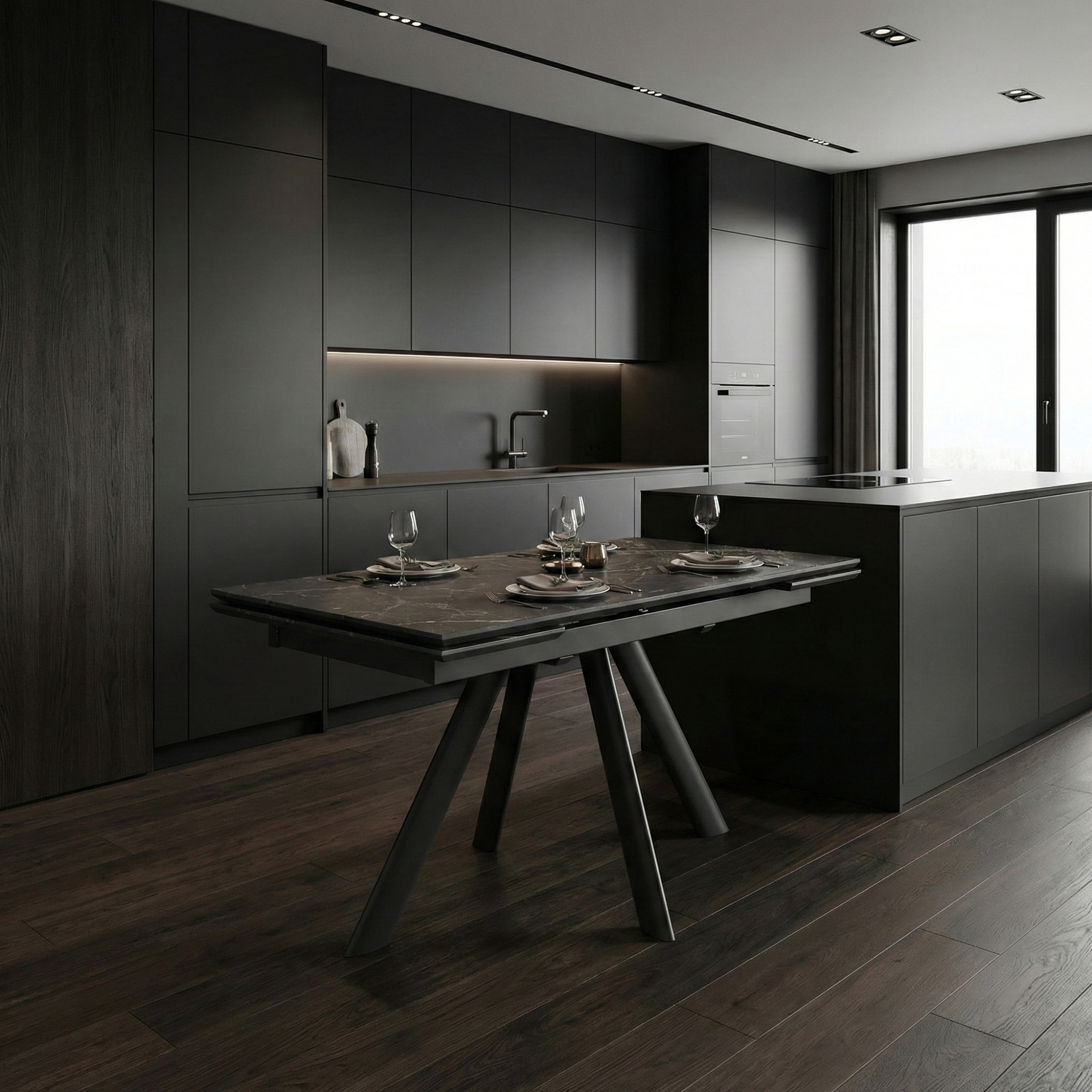 _0065_5. Стол JACK-110, раздвижной 110(25+25)х70, STONE BLACK ST CER_ЧЕРНЫЙ, (1 упак.) (1)