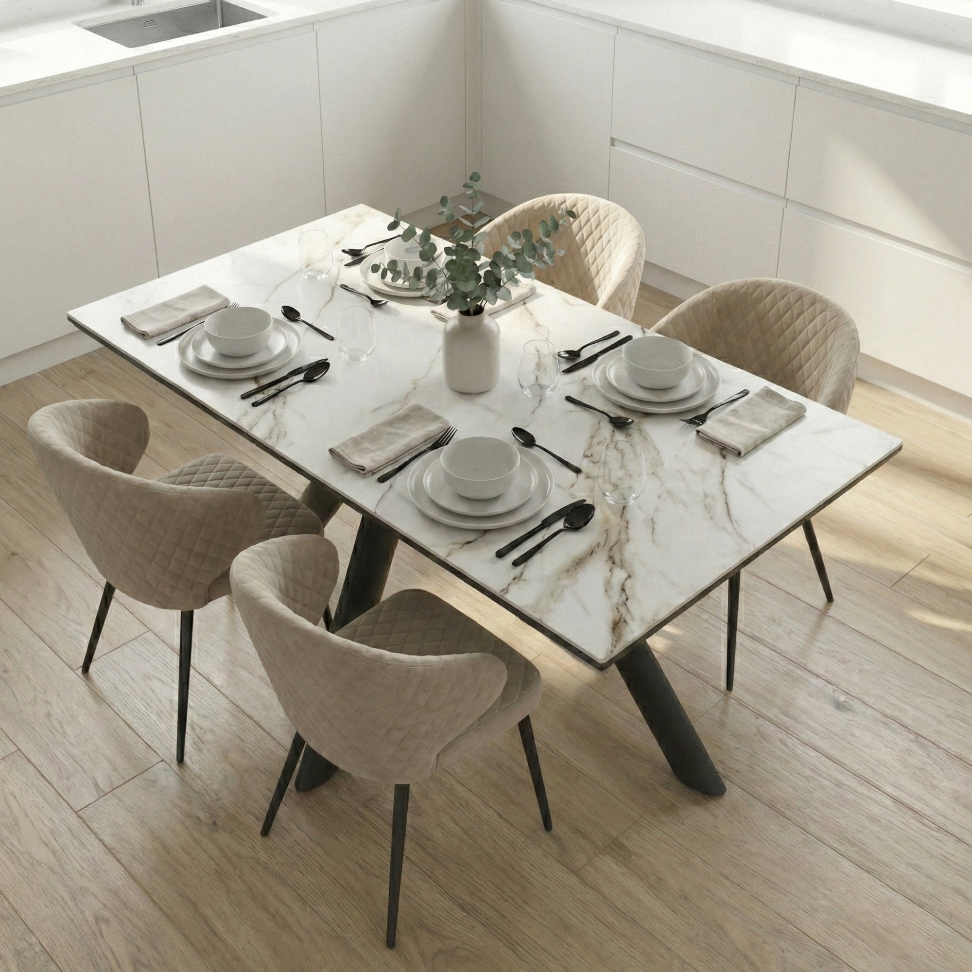 _0060_7. Стол JACK-140, раздвижной 140(30+30)х85, CALAKATTA GOLD ST CER_ЧЕРНЫЙ, (1 упак.) (2)