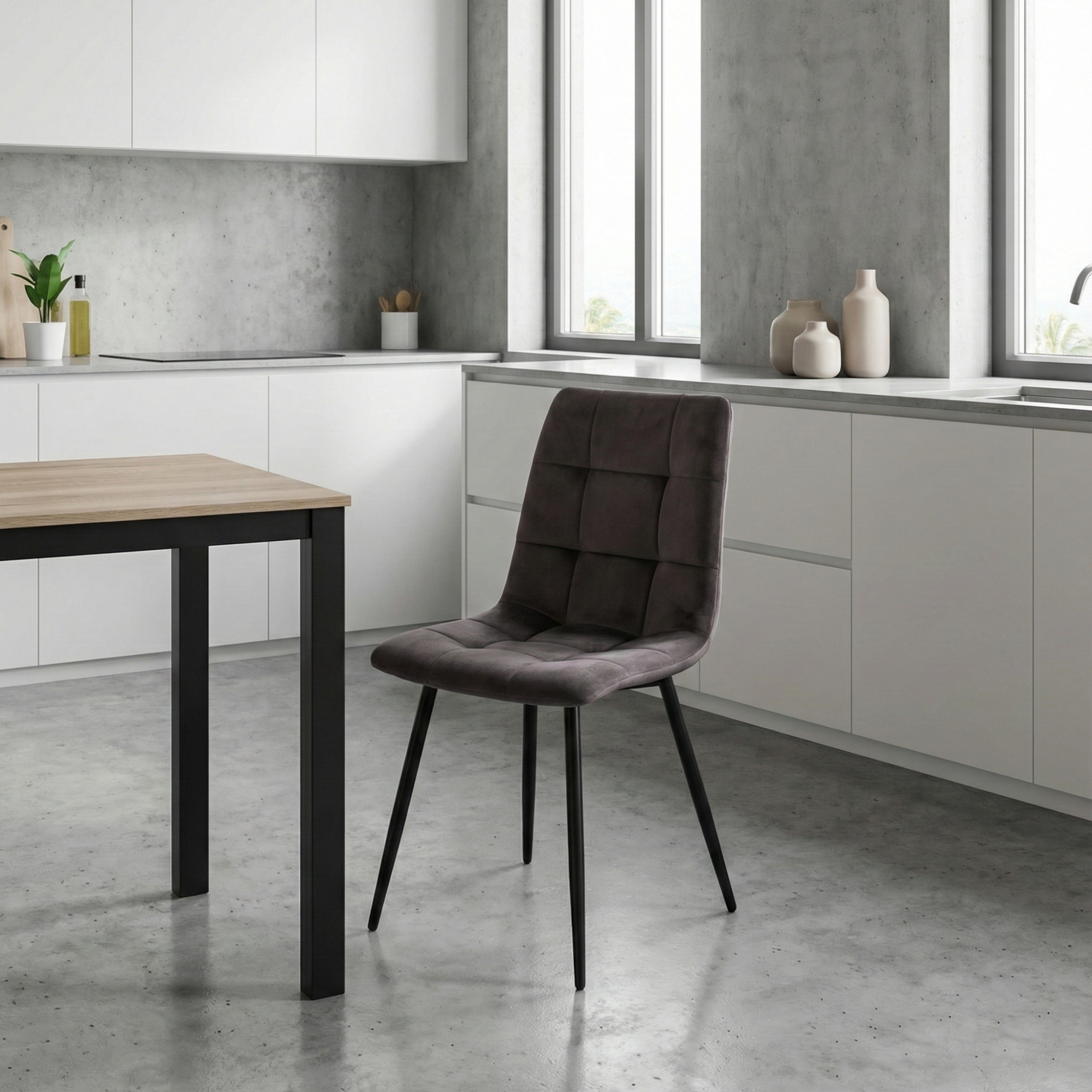 Стул _Чили_ каркас Муар черный, велюр коричневый (Sonata 23), СРП-052 2